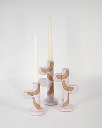 Image 1 of Pink Candlestick Holders