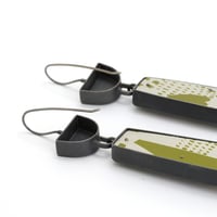 Image 3 of Garden Drop Earrings - Green, Pink & Gold