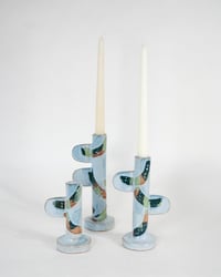 Image 1 of Teal Candlestick holders