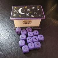 Image 1 of Spirit Dice for Divination and with Wooden Storage Box - Moon &amp; Stars