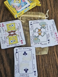 Image 3 of Cartomancy Learning Deck - SpongeBob Themed HANDWRITTEN Divination Tool with Guides and Book. Gyp...