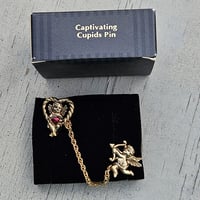 Image 3 of Vintage Witchcraft Ritual Talisman for Love, Loyalty &amp; Passion - Cupid Double Brooch with Chain