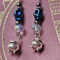 Image 2 of Skull and Cauldron Witchy Earrings for Halloween or Ritual Wear