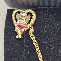 Image 4 of Vintage Witchcraft Ritual Talisman for Love, Loyalty &amp; Passion - Cupid Double Brooch with Chain