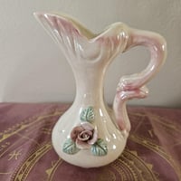 Image 1 of Soft Rose Vintage Ceramic Pitcher | Ritual Altar Vase, Moon Water Jar or Offering Vessel