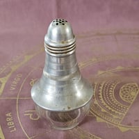 Image 1 of Vintage 1940s Aluminum &amp; Glass Salt Shaker | Altar Vessel for Ritual Herbs, Salts, or Ashes