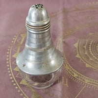 Image 4 of Vintage 1940s Aluminum &amp; Glass Salt Shaker | Altar Vessel for Ritual Herbs, Salts, or Ashes