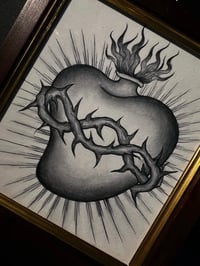 Sacred Heart with Thorns - 12x14 Framed in Walnut Wood