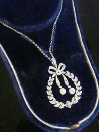 Image 1 of EDWARDIAN PLATINUM EDUARD FOEHR DIAMOND NECKLACE IN FITTED ORIGINAL BOX