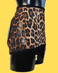 Image 3 of The AMORE open back suspender skirt in leopard mesh