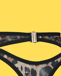 Image 4 of The AMORE open back suspender skirt in leopard mesh