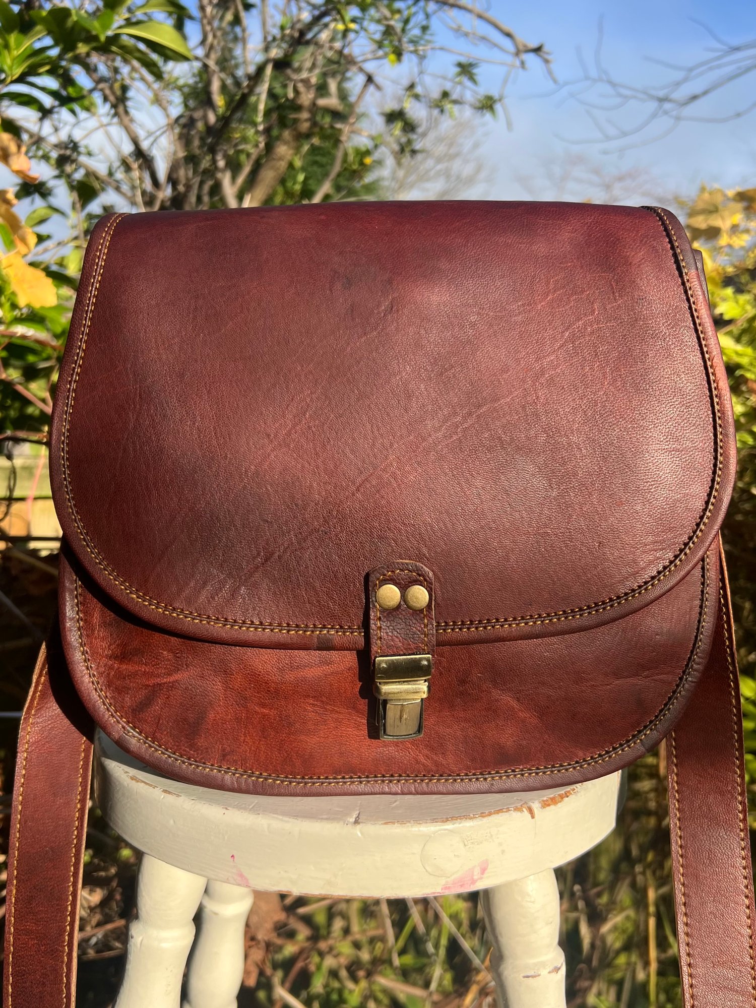 Image of Saddle Bag, Plain Front - Dark Brown