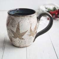 Image 2 of Pressed Maple Leaves Nature Mug, 12 Ounce Rustic Pottery Mug, Made in USA