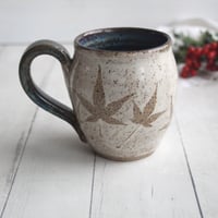Image 1 of Pressed Maple Leaves Nature Mug, 12 Ounce Rustic Pottery Mug, Made in USA