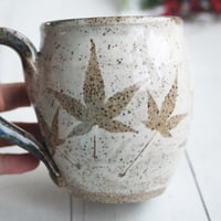 Image 5 of Pressed Maple Leaves Nature Mug, 12 Ounce Rustic Pottery Mug, Made in USA