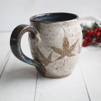 Image 8 of Pressed Maple Leaves Nature Mug, 12 Ounce Rustic Pottery Mug, Made in USA