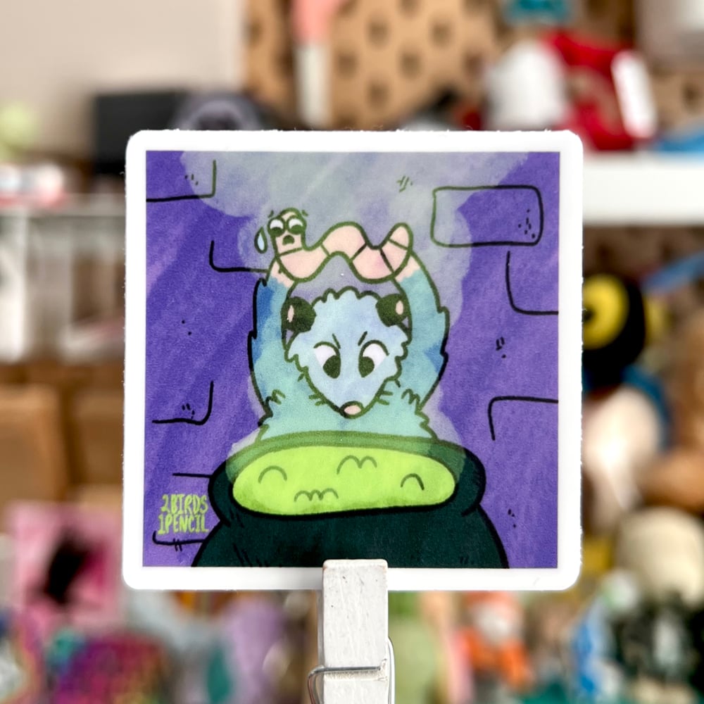 Image of Witch possum mini vinyl sticker