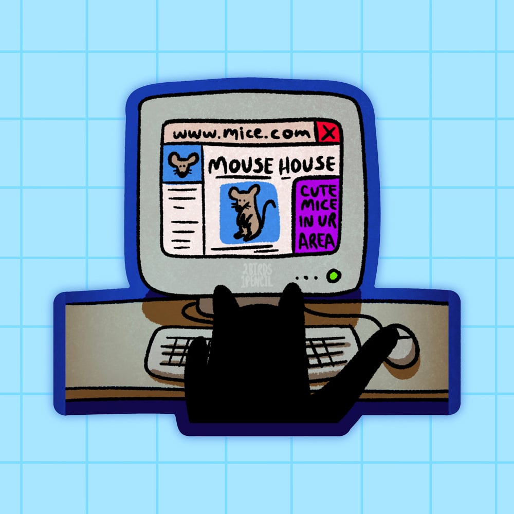 Image of Old school computer cat vinyl sticker