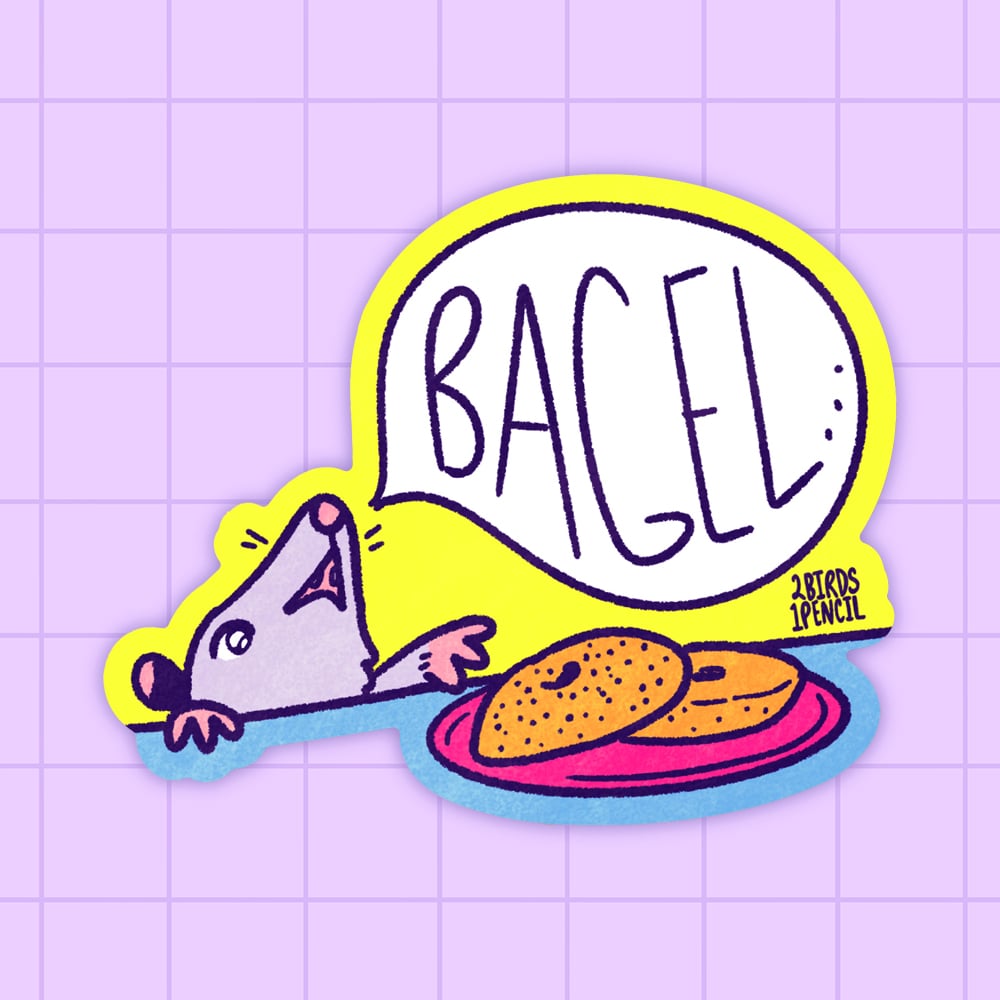 Image of Bagel loving possum vinyl sticker