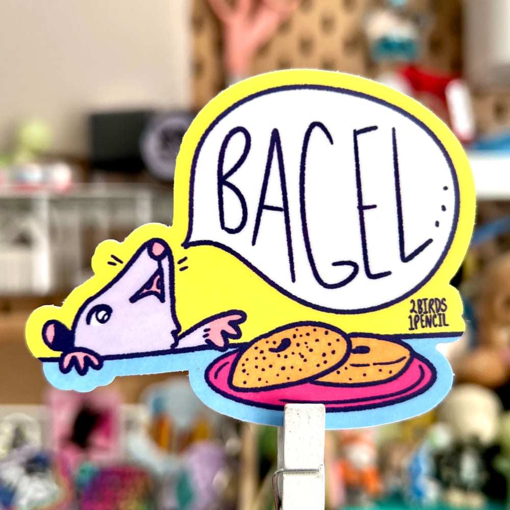 Image of Bagel loving possum vinyl sticker