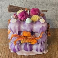 Image 3 of Intention Candle with Mini Broomstick, Crystals & Dried Florals for Calm Energy