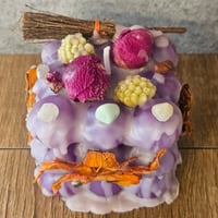 Image 4 of Intention Candle with Mini Broomstick, Crystals & Dried Florals for Calm Energy