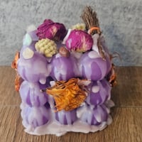 Image 5 of Intention Candle with Mini Broomstick, Crystals & Dried Florals for Calm Energy