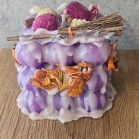 Image 6 of Intention Candle with Mini Broomstick, Crystals & Dried Florals for Calm Energy