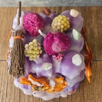 Image 8 of Intention Candle with Mini Broomstick, Crystals & Dried Florals for Calm Energy
