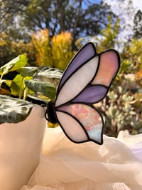 Image 1 of Iridescent butterfly plant pot hugger