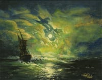 Ship at Sea Original Watercolor Painting 