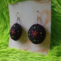 Image 2 of Semi-mysterious Red Flower Earrings