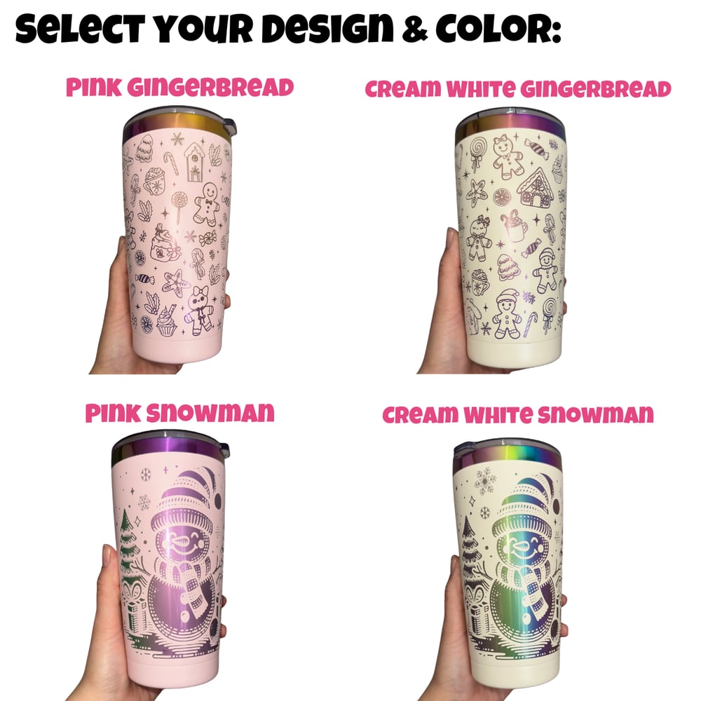 Image of Holiday/Christmas Laser Engraved on Rainbow Plated 20oz Stainless Steel Tumbler🎄✨