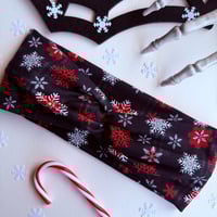 Snowflakes on Black Headwrap
