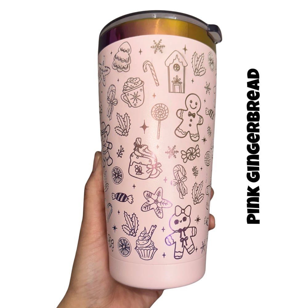 Image of Holiday/Christmas Laser Engraved on Rainbow Plated 20oz Stainless Steel Tumbler🎄✨