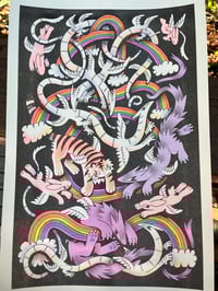 Image 2 of Rainbow Creature Universe 11x17 Riso Print