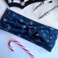 Snowflakes on Dark Navy Headwrap