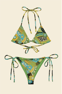 Image 1 of Itsy Bitsy bikini in daisy Lane green