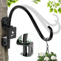 16 Inch Swivel Plant Hanger Bracket Decorative Bird Feeder Hanger Outdoor with Bird and Foliage Patt