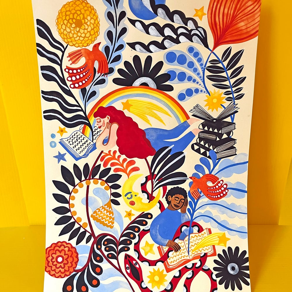 Original painting: Books are magic