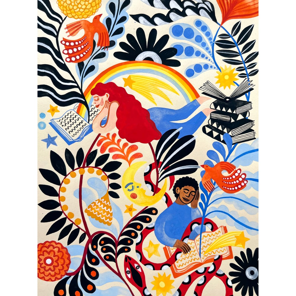 Original painting: Books are magic