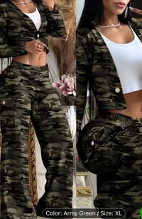 Image 1 of Crop Jacket Camouflage Pant Set
