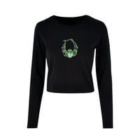 Image 1 of Claddagh Earring Short Long-sleeve Tee (Black)