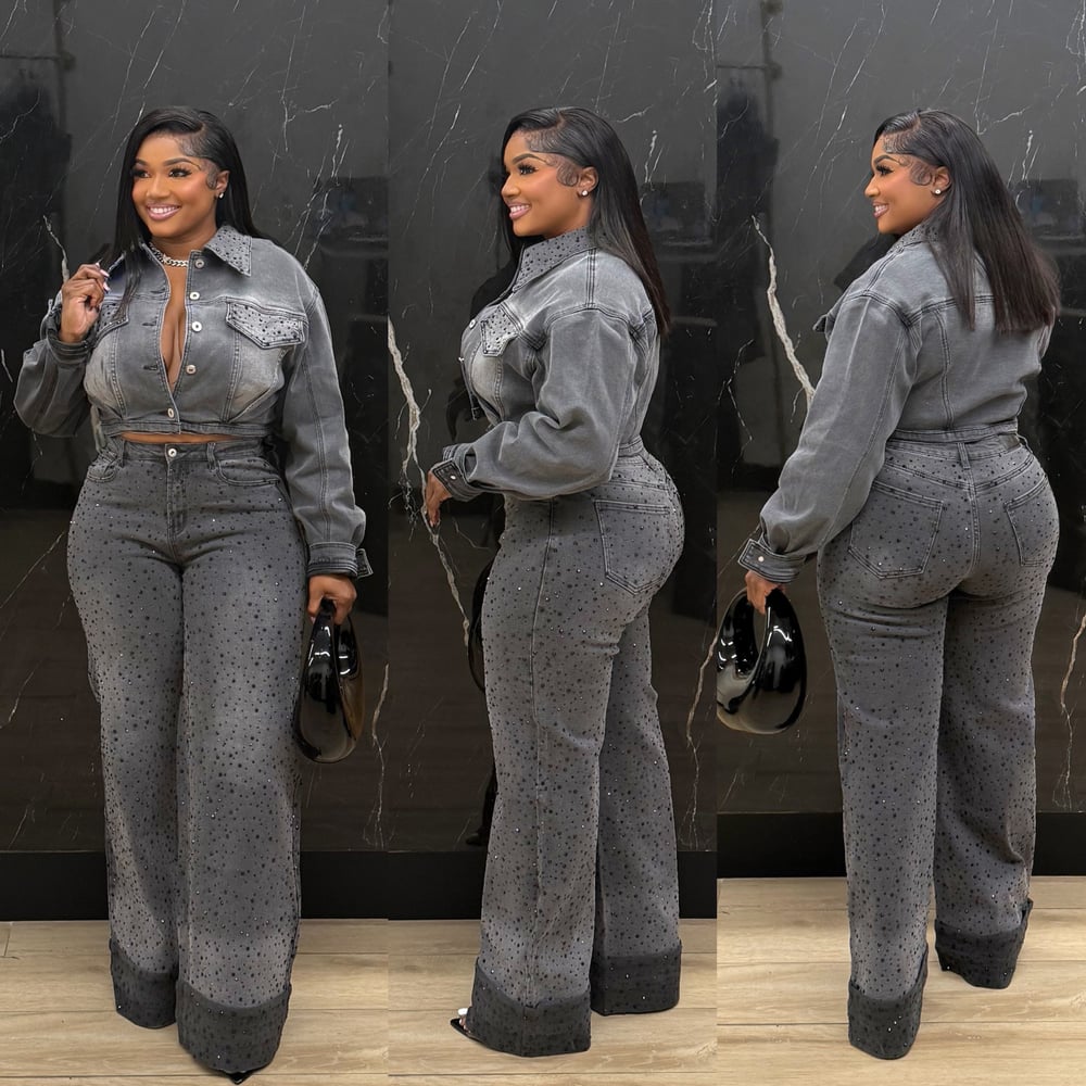 Image of JEWEL DENIM SET-black 