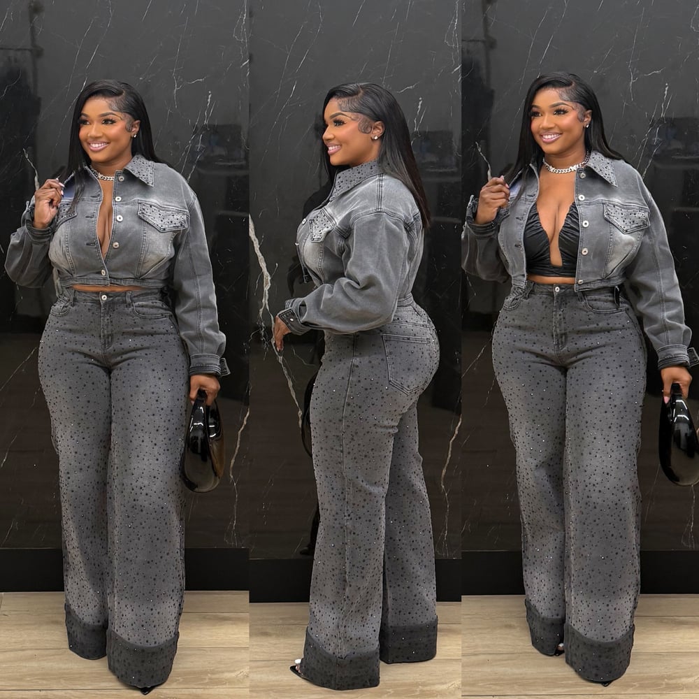 Image of JEWEL DENIM SET-black 