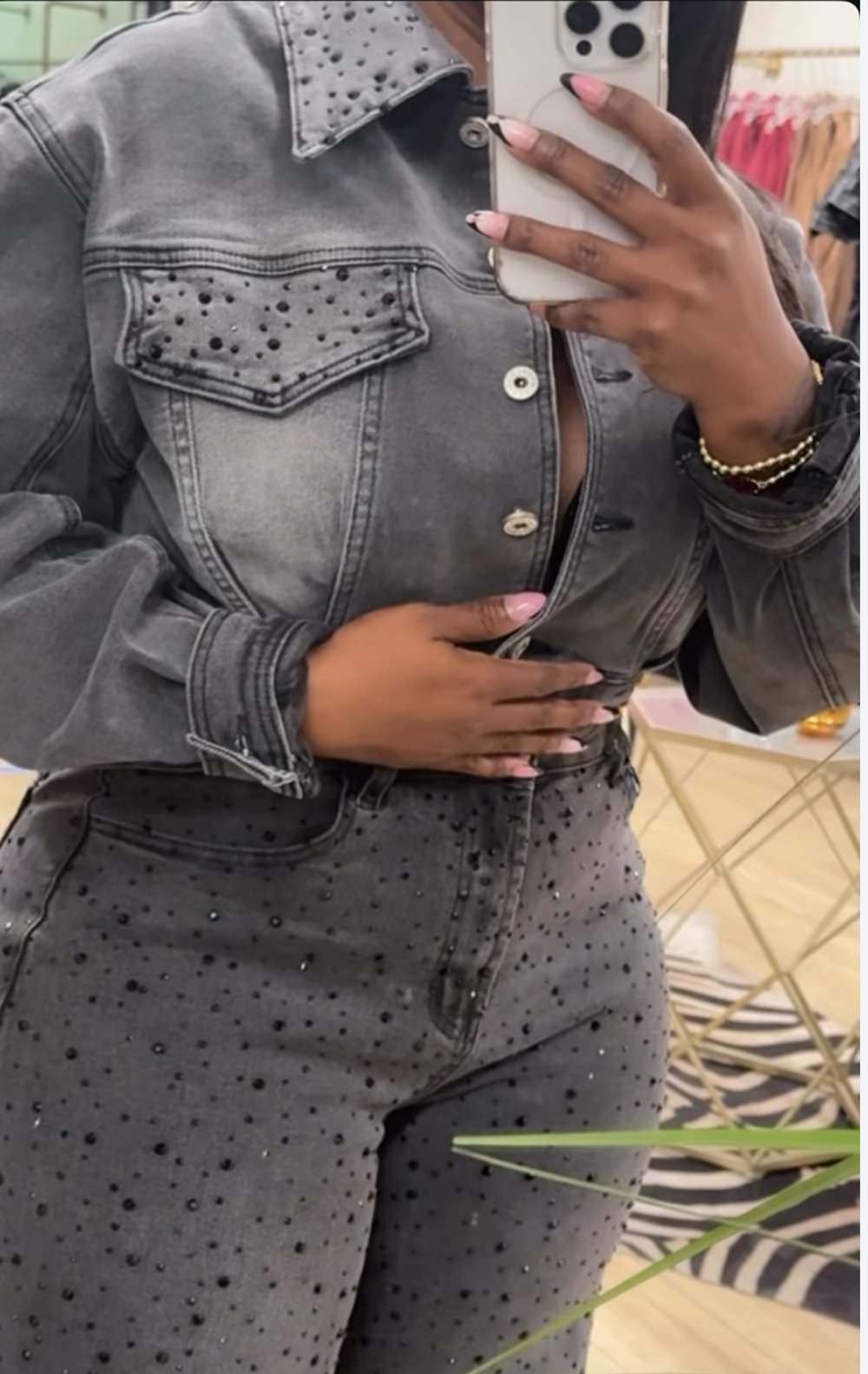 Image of JEWEL DENIM SET-black 