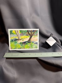 Image 1 of Long shadow trees original gouache painting