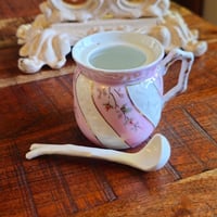 Image 2 of Vintage Pink & Gold Apothecary Jar with Ladle 