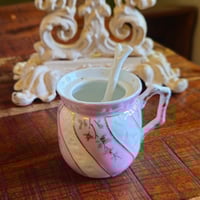 Image 1 of Vintage Pink & Gold Apothecary Jar with Ladle 
