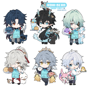 Image of Honkai Star Rail Boys Cafe Keychain & Sticker Sheet Set